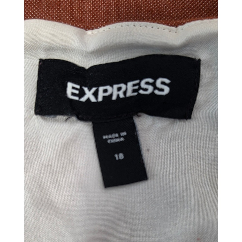 Express Rust Orange Textured Pencil Skirt Size 18 Back Vent Lined Professional - Picture 2 of 6